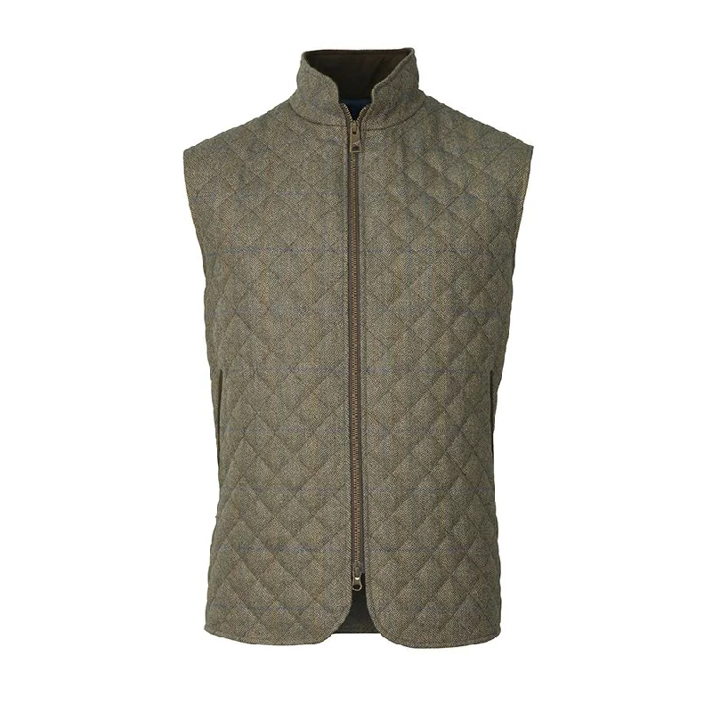 men's fleece vests -Laksen Men's Laird Tweed Quilted Vest