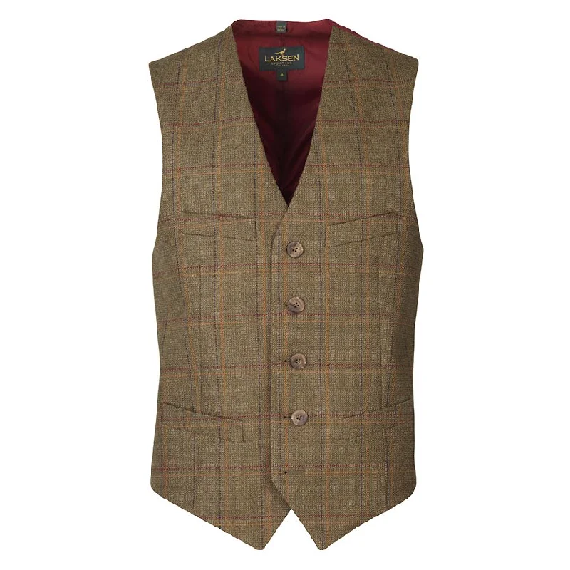 fashionable sleeveless vests for men -Laksen Men's Woolston Tweed Colonial Dress Vest