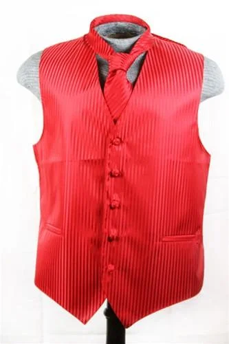 lightweight waistcoats for men -Men's Red Striped Vest with Neck Tie