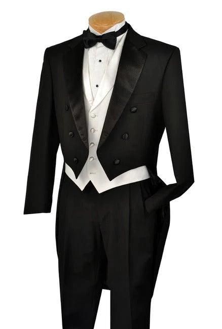 men's slim-fit sleeveless vests -Black Tail Tuxedo with White Vest