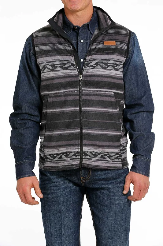 men's casual puffer vests -Men's Cinch Black Polar Vest #MWV1585002BLK