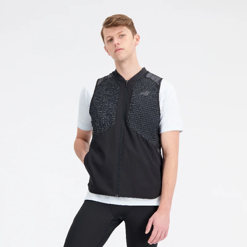 men's winter vests -New Balance Men's Impact Run Luminous Packable Vest