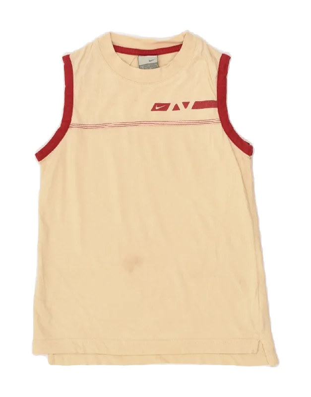 urban style vests for men -men's logo sweatshirts -NIKE Boys Graphic Vest Top 11-12 Years Medium Beige Cotton