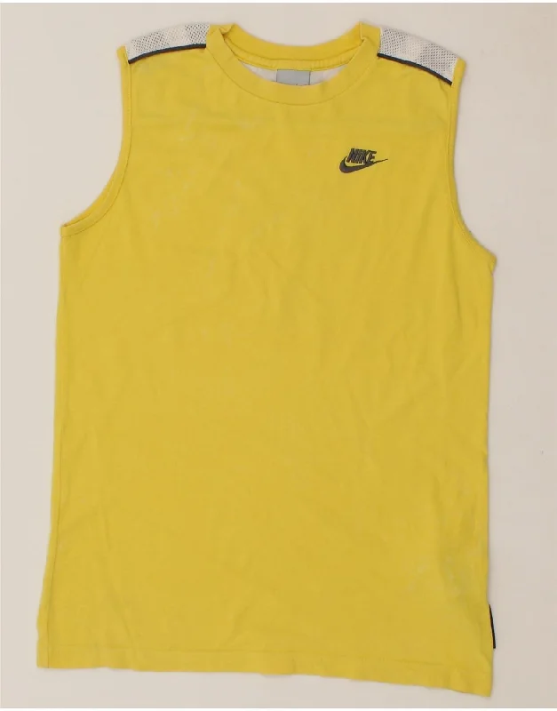 men's vest jackets for fall -classic sweatshirts for men -NIKE Boys Graphic Vest Top 12-13 Years Large Yellow Cotton