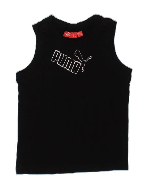 men's premium vests -performance sweatshirts for men -PUMA Boys Graphic Vest Top 5-6 Years XS Black Cotton