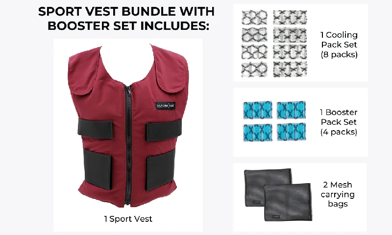 men's dress vests -Sports Cooling Vest - Bundle Set, Includes Standard Cooling Pack Set and Booster Cold Pack Set