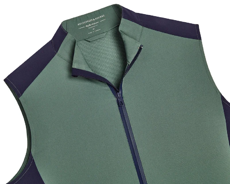 men's zippered waistcoats -The Hayes Vest: Dark Sage & Navy