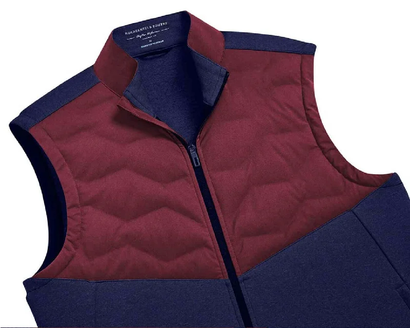 men's fleece-lined vests -The Morris Vest: Navy & Dark Claret