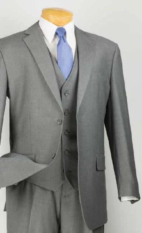 dress waistcoats for men -Three Piece Classic Fit Vested Suit Color Medium Gray