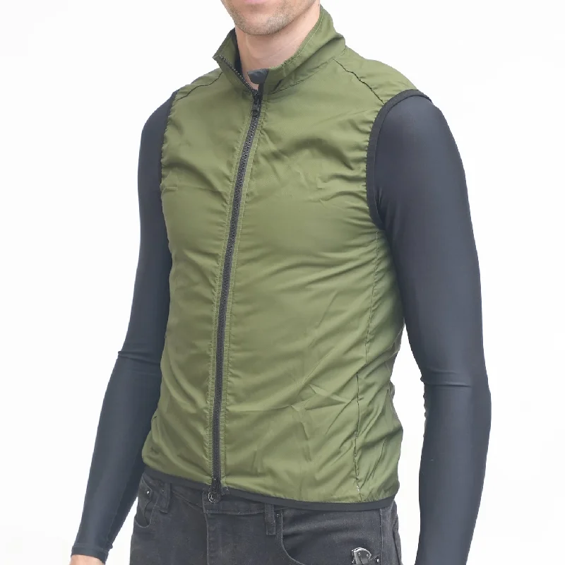 tailored vests for men -Wind Vest Olive