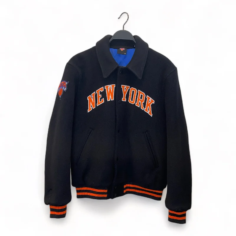 men's utility jackets -KITH/Jacket/M/BLK/All Over Print/New York Knicks