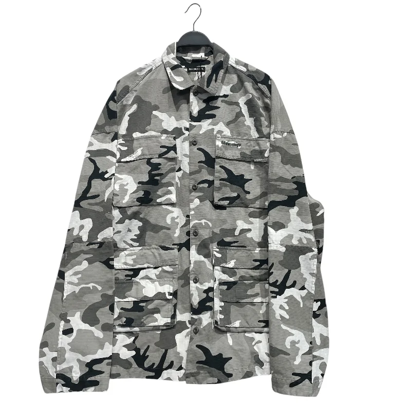 men's modern jackets -BALENCIAGA/Jacket/39/Cotton/GRY/Camouflage/RIPSTOP CAMO SHIRT