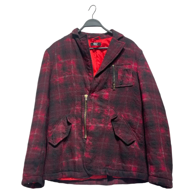 men's breathable jackets -RAF SIMONS/Jacket/50/Cotton/RED/Plaid/