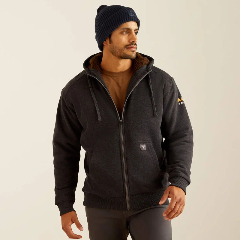 Men's Rebar All-Weather Sherpa-Lined Full Zip Hoodie - Charcoal Heather