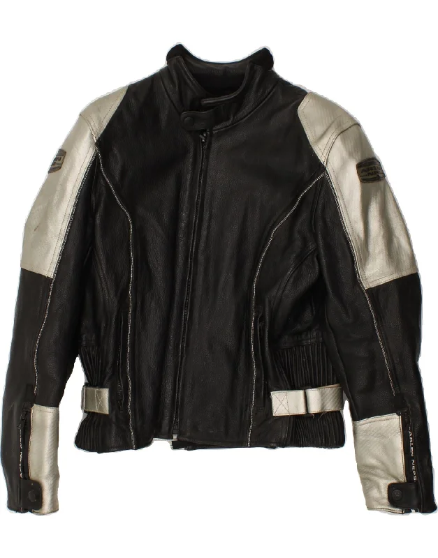 men's corduroy jackets -ARLEN NESS Mens Moto Racer Biker Jacket UK 38 Medium Black Colourblock