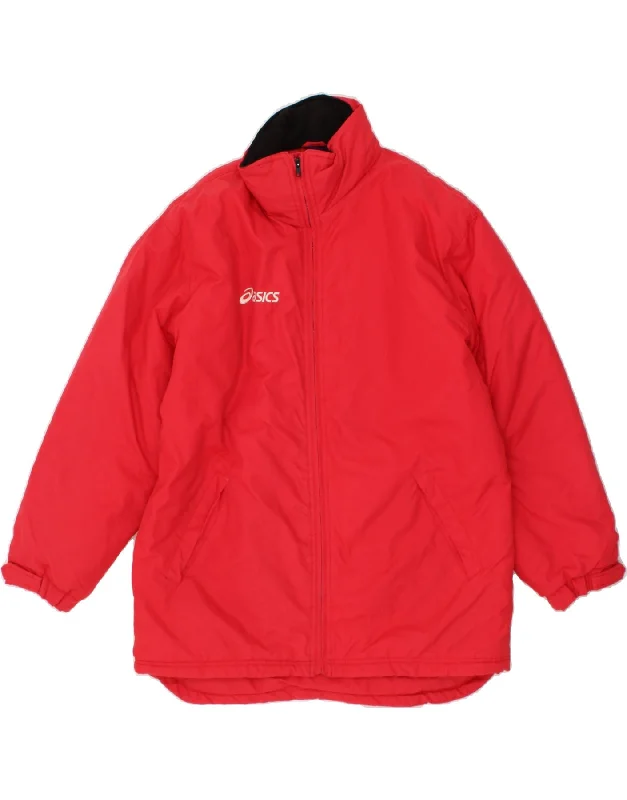 men's outdoor waterproof jackets -men's performance hoodies -ASICS Mens Hooded Rain Jacket UK 42 XL Red Nylon