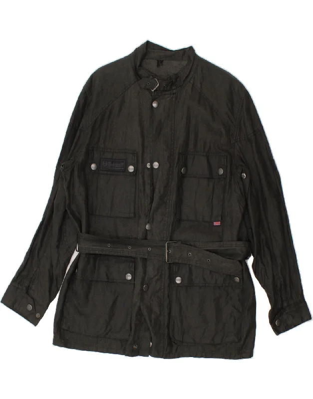 men's rugged jackets -BELSTAFF Mens Utility Jacket UK 42 XL Black Linen