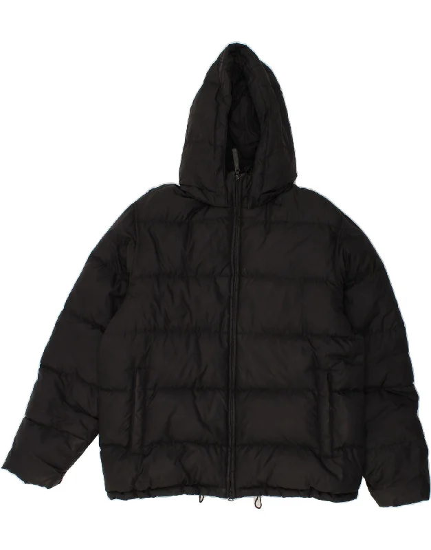 men's bomber jackets with hood -BENETTON Mens Hooded Padded Jacket UK 40 Large Black Polyamide