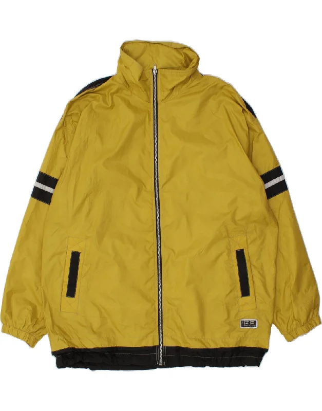 men's trench coats for rain -BRUGI Mens Hooded Rain Jacket UK 42 XL Yellow Colourblock Polyamide