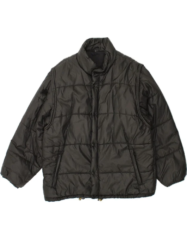 men's double-breasted jackets -BRUGI Mens Padded Jacket IT 56 3XL Black Polyester