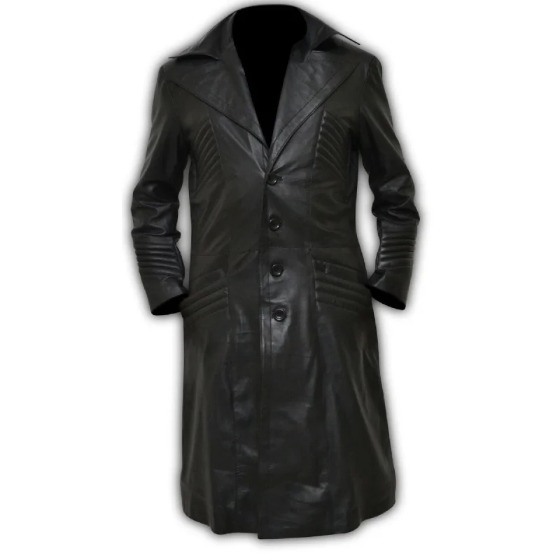 men's sleek jackets -Al Pacino Carlito’s Way Brigante Black Real Leather Trench Coat Jacket