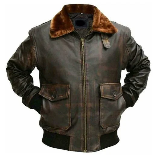 men's hooded jackets -Carter Men's Genuine Leather Faux Fur Lining Jacket Brown