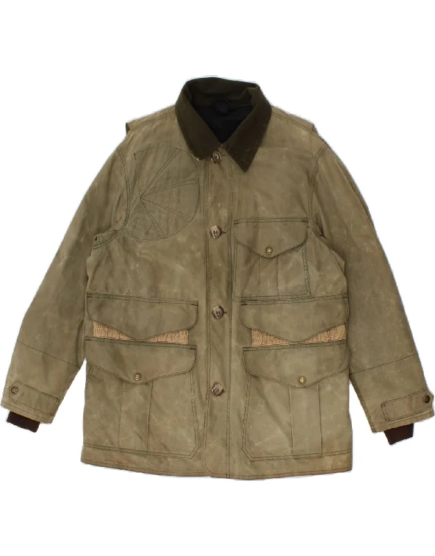 men's elegant jackets -CLINTON CLORANEER FILSON Mens Utility Jacket UK 42 XL Khaki Cotton