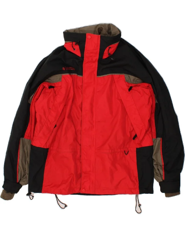 men's parkas with fur -COLUMBIA Mens 3 In 1 Windbreaker Jacket UK 40 Large Red Colourblock Nylon