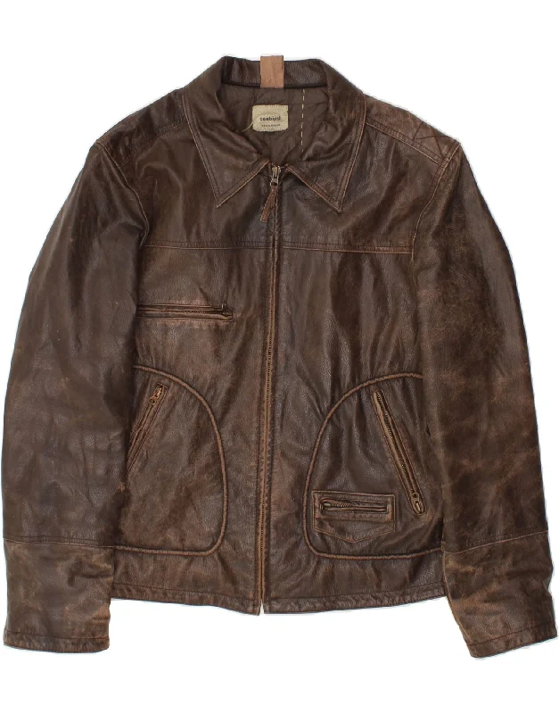 men's biker jackets -CONBIPEL Mens Leather Jacket IT 54 2XL Brown Leather