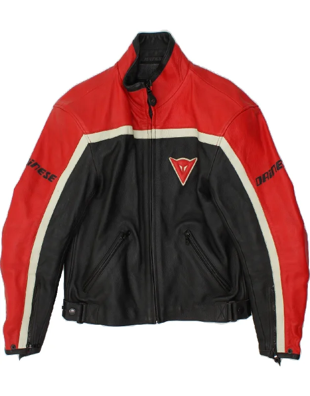 men's wool-blend jackets -DAINESE Mens Graphic Leather Racer Jacket EU 50 Medium Black Colourblock