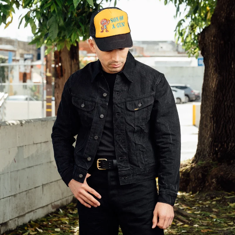 men's trench coats for winter -RRL Denim Trucker Jacket Worn in Black Wash