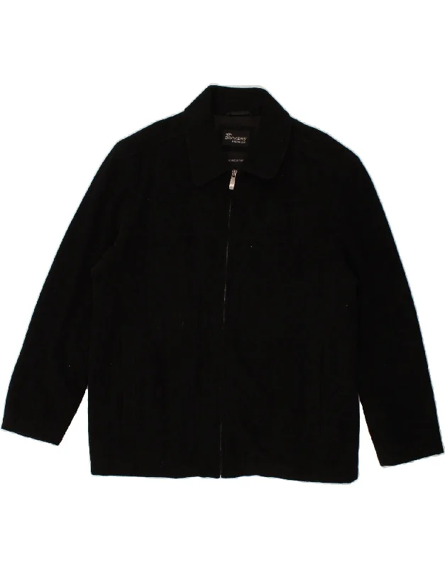 men's sporty jackets for running -DOCKERS Mens Bomber Jacket UK 40 Large Black Wool