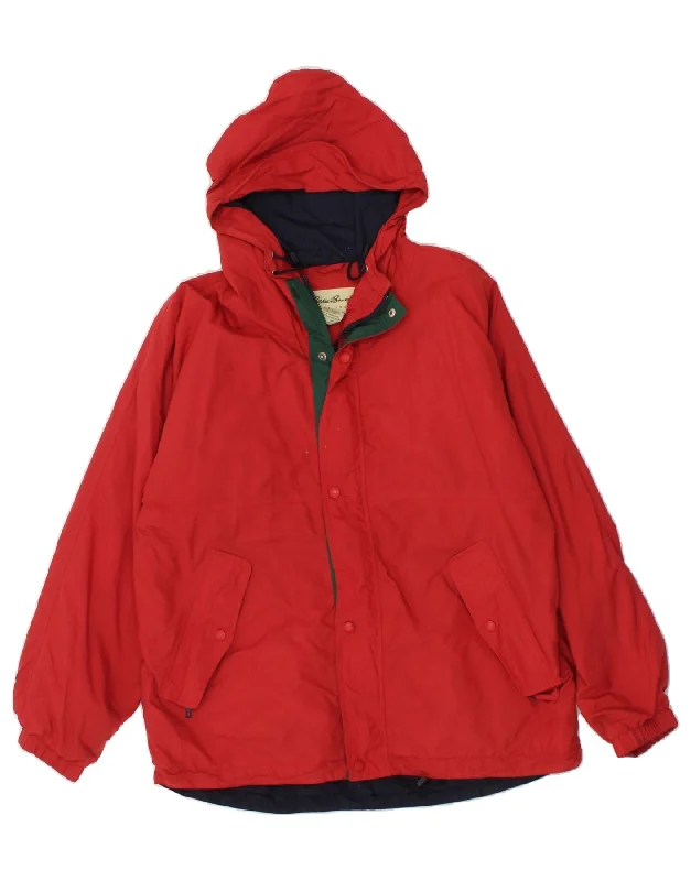 men's outdoor waterproof jackets -men's performance hoodies -EDDIE BAUER Mens Hooded Rain Jacket UK 38 Medium Red Nylon