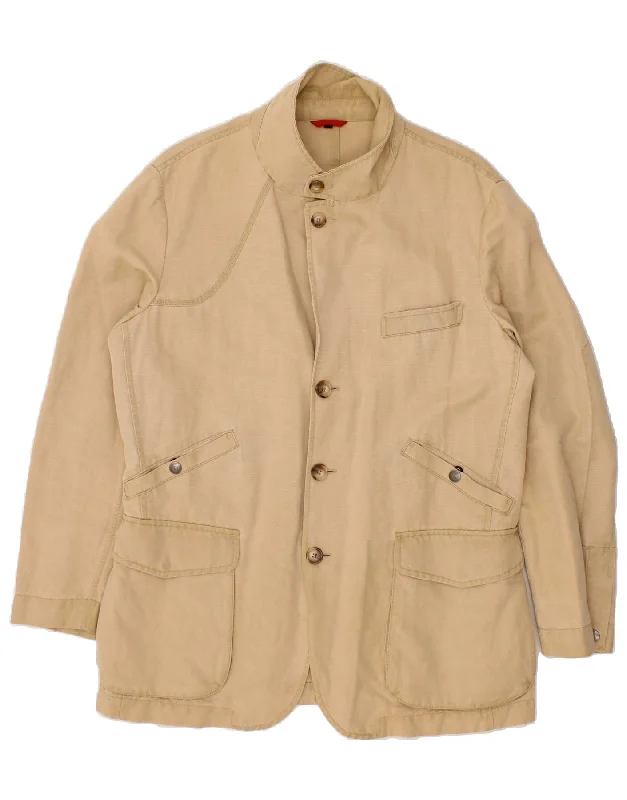 men's fitted jackets -FAY Mens Utility Jacket UK 44 2XL Beige