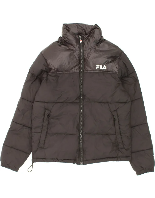 men's military jackets with zippers -FILA Mens Hooded Padded Jacket UK 36 Small Grey