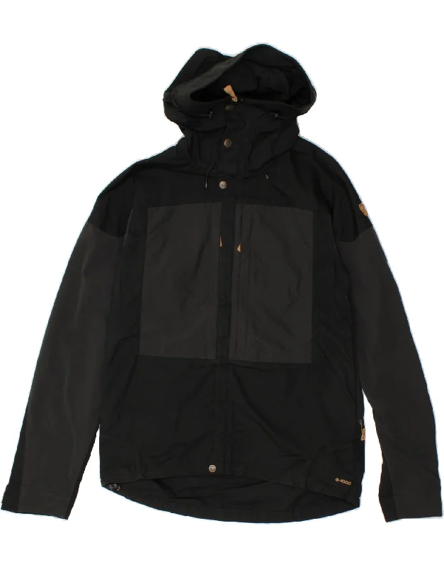 men's fitted jackets -FJALL RAVEN Mens Hooded Windbreaker Jacket UK 38 Medium Black Polyester