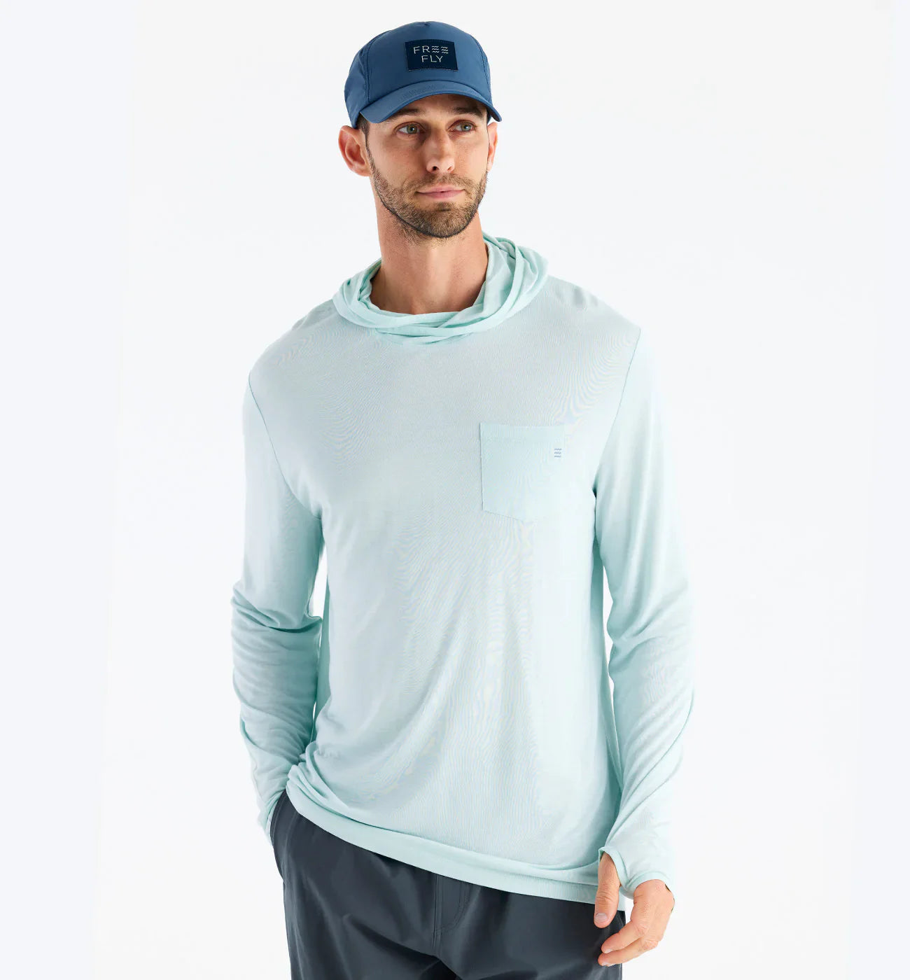 Men's Bamboo Lightweight Hoodie - Blue Fog