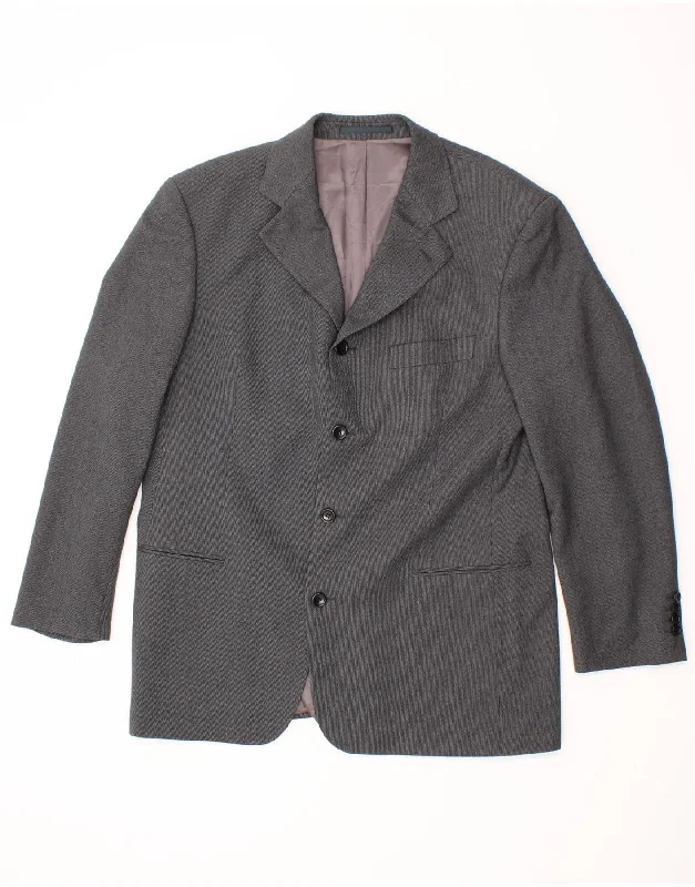 men's elegant jackets -HUGO BOSS Mens 4 Button Blazer Jacket IT 52 XL Grey Wool