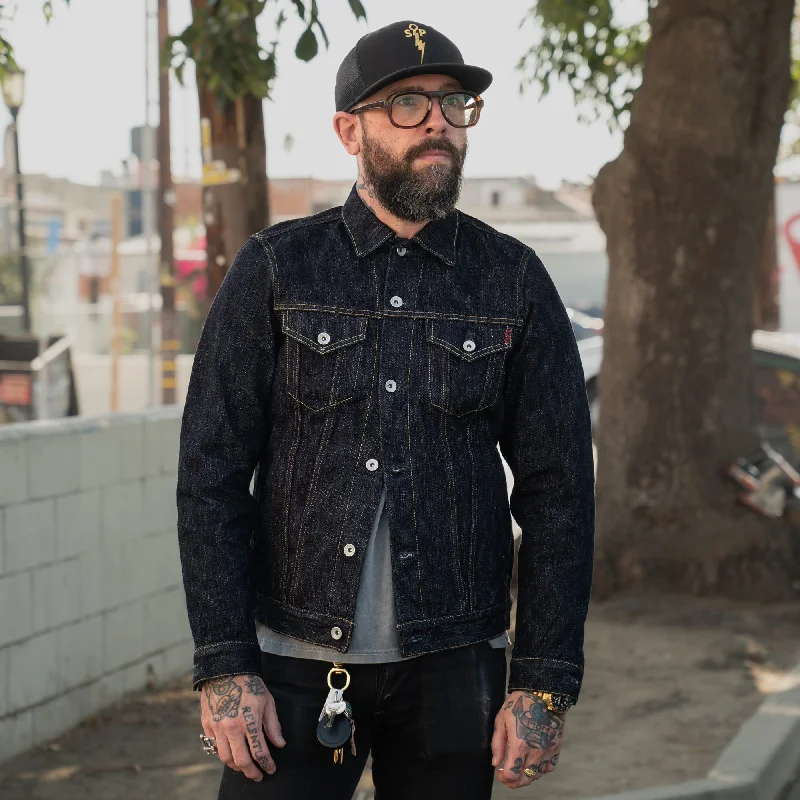 men's modern jackets -Iron Heart IH-526J-SLB 16oz Slubby Selvedge Denim Type III Jacket Indigo