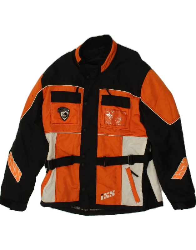 men's parkas for winter -IXS Mens Graphic Racer Jacket UK 44 2XL Orange Colourblock Polyamide