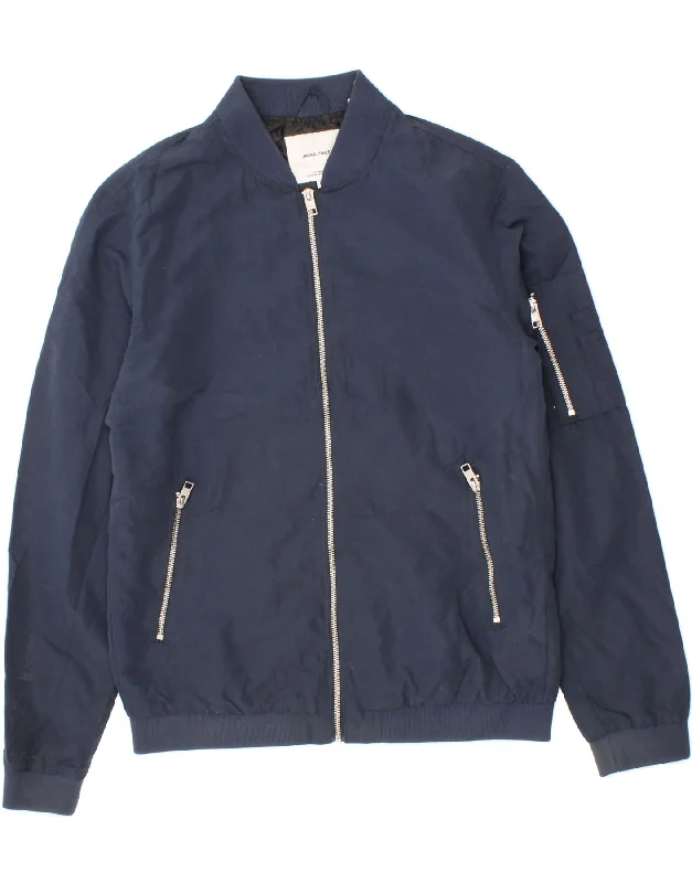 men's waterproof jackets -JACK & JONES Mens Bomber Jacket UK 38 Medium Navy Blue