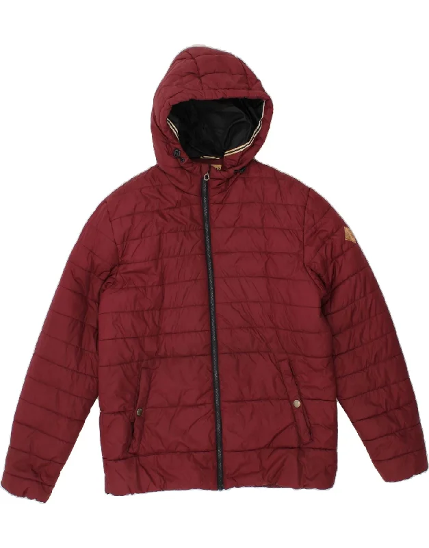 men's rugged jackets -JACK & JONES Mens Hooded Padded Jacket UK 42 XL Red