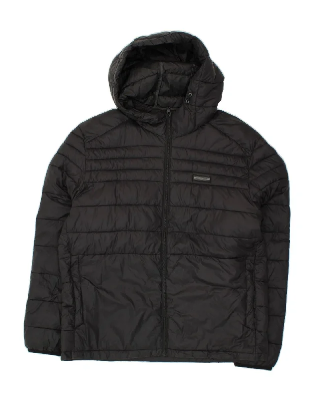 men's insulated jackets -JACK & JONES Mens Hooded Padded Jacket UK 44 2XL Black