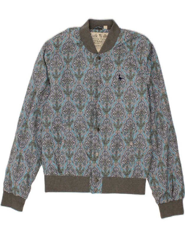 men's sleek jackets -JACK WILLS Mens Bomber Jacket UK 38 Medium Blue Paisley Polyester