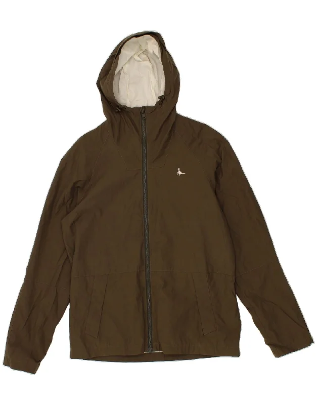 men's trench coats for winter -JACK WILLS Mens Superior Hooded Rain Jacket UK 38 Medium Khaki Cotton