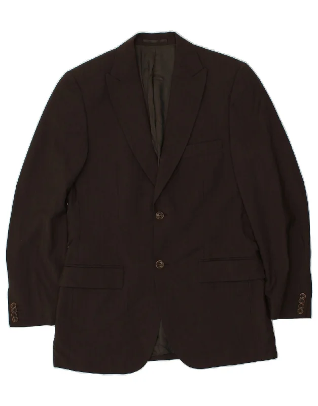 men's sleek jackets -JULES Mens 2 Button Blazer Jacket IT 48 Medium Brown Wool