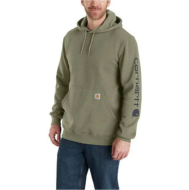 Loose Fit Midweight Logo Sleeve Graphic Hoodie - Dusty Olive