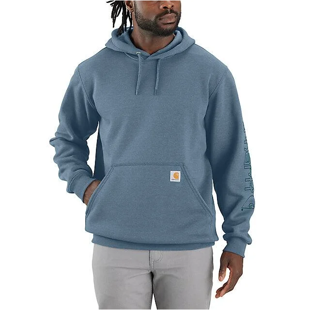 Loose Fit Midweight Logo Sleeve Graphic Hoodie - Thundercloud Heather