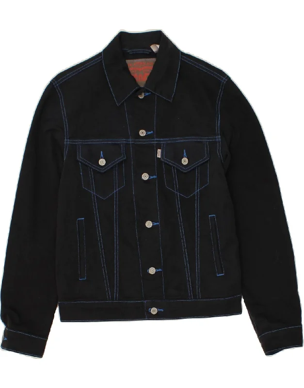 military-inspired jackets for men -LEVI'S Mens Denim Jacket UK 36 Small Navy Blue Cotton