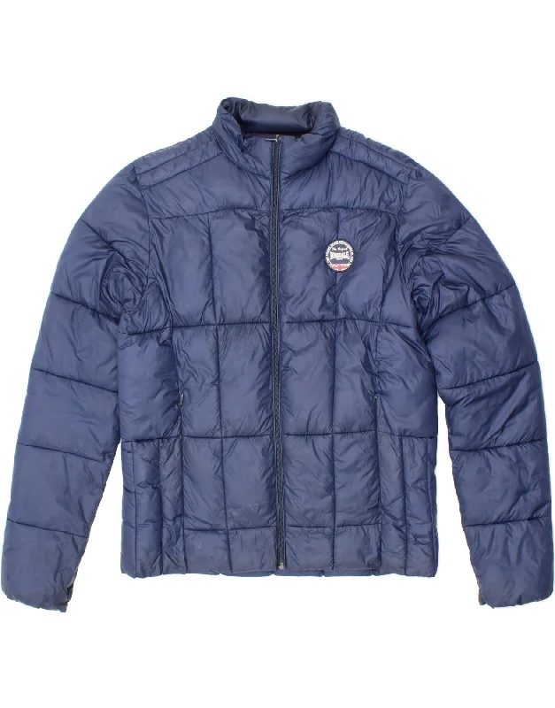 men's wool-blend trench coats -LONSDALE Mens Padded Jacket UK 40 Large Navy Blue Polyester